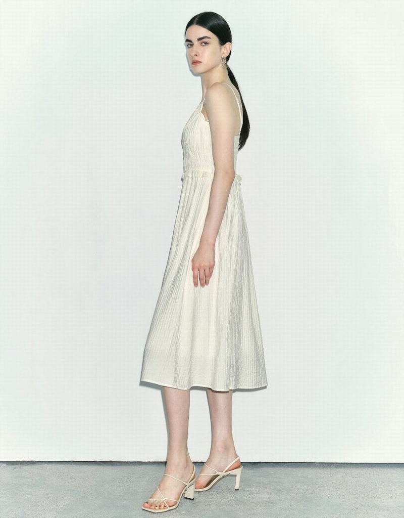 Vestido Urban Revivo V-Neck A-Line Cami Mujer Blancos | DPS8980IW