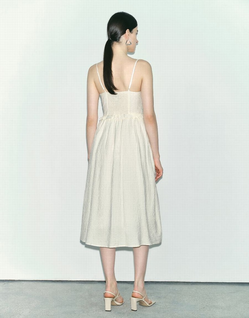 Vestido Urban Revivo V-Neck A-Line Cami Mujer Blancos | DPS8980IW