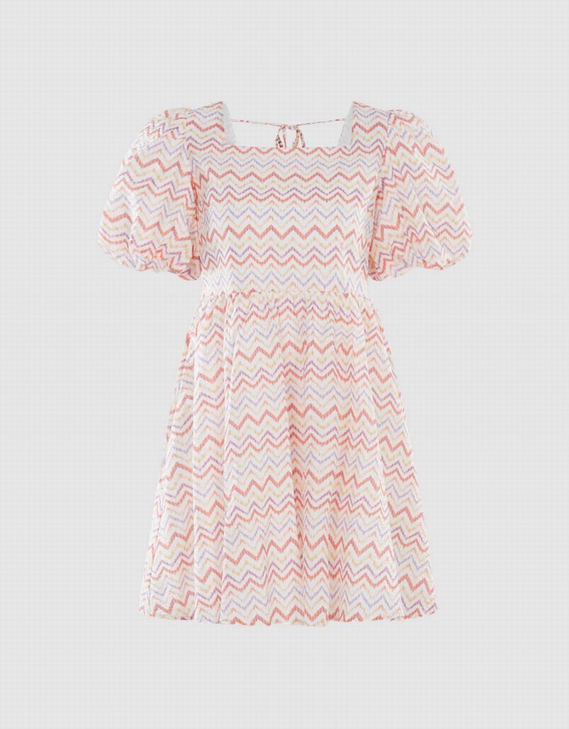 Vestido Urban Revivo Wavy Print Puff Sleeve Mujer Rojos | GPV864PE