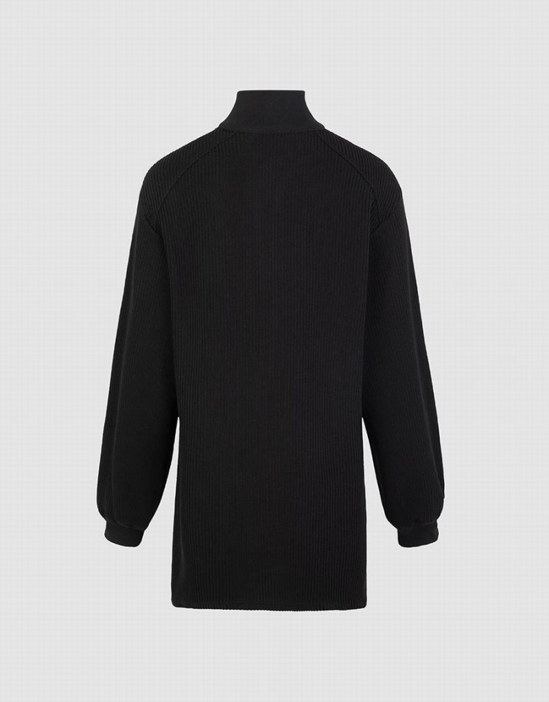 Vestido Urban Revivo Zippered Stand Collar Knit Mujer Negros | PAN9587NU